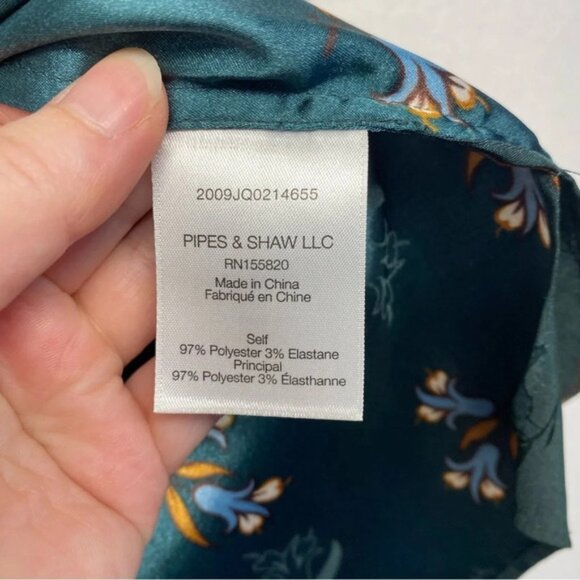 Veronica Beard Abbie Green Floral Blouse 2 Satin - Picture 7 of 10